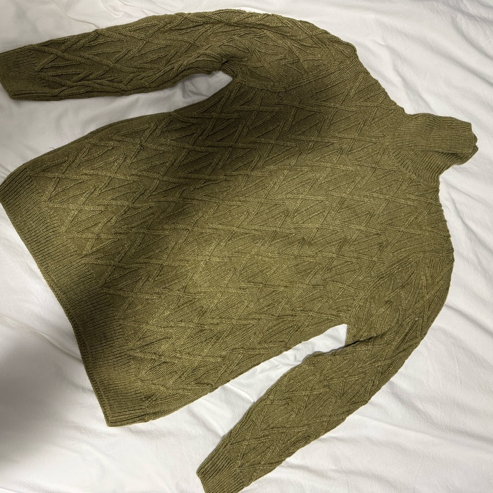 Olive Green Cable Knit Sweater from Zara